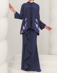 Nyaman Modern Kurung Summeraya in Navy Blue
