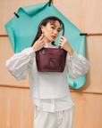 Kendra Mini Tote Bag in Dark Maroon