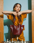 Rikka Tote Bag in Dark Maroon