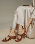 Lyra Block Heels in Rich Brown