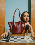 Rikka Tote Bag in Dark Maroon