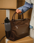 Nomi Nylon Tote Bag in Dark Brown