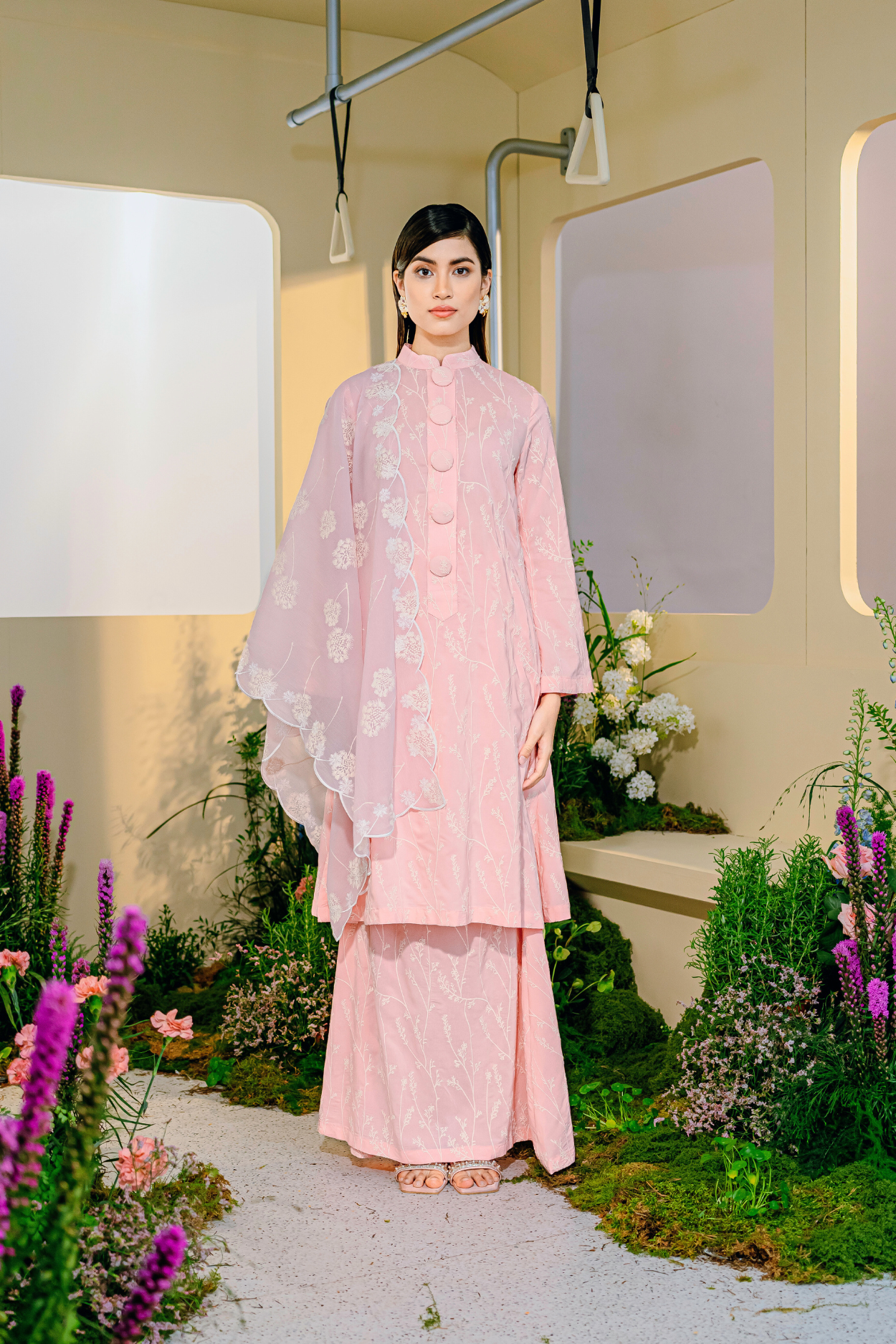 Bayu Long Modern Kurung Summeraya 2025 in Pink