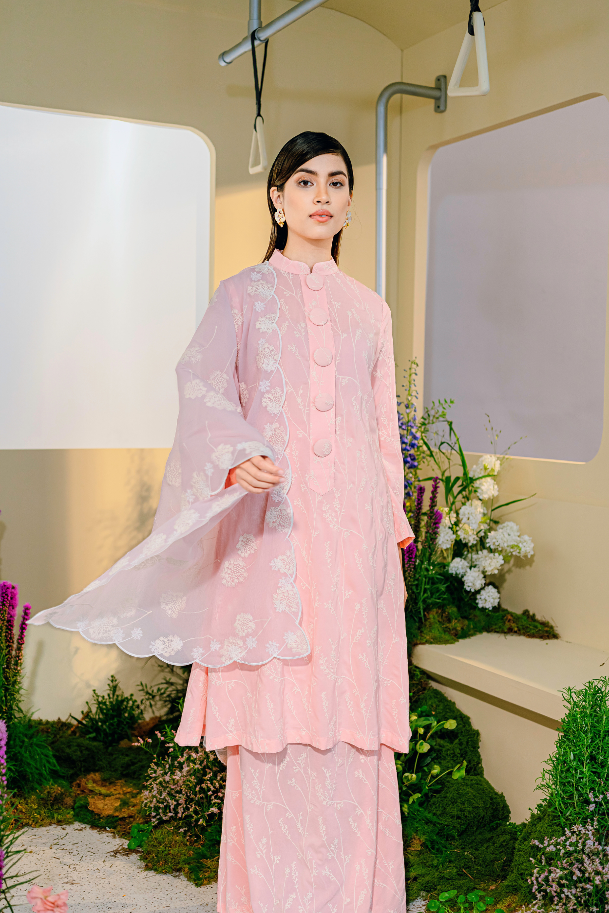 Bayu Long Modern Kurung Summeraya 2025 in Pink