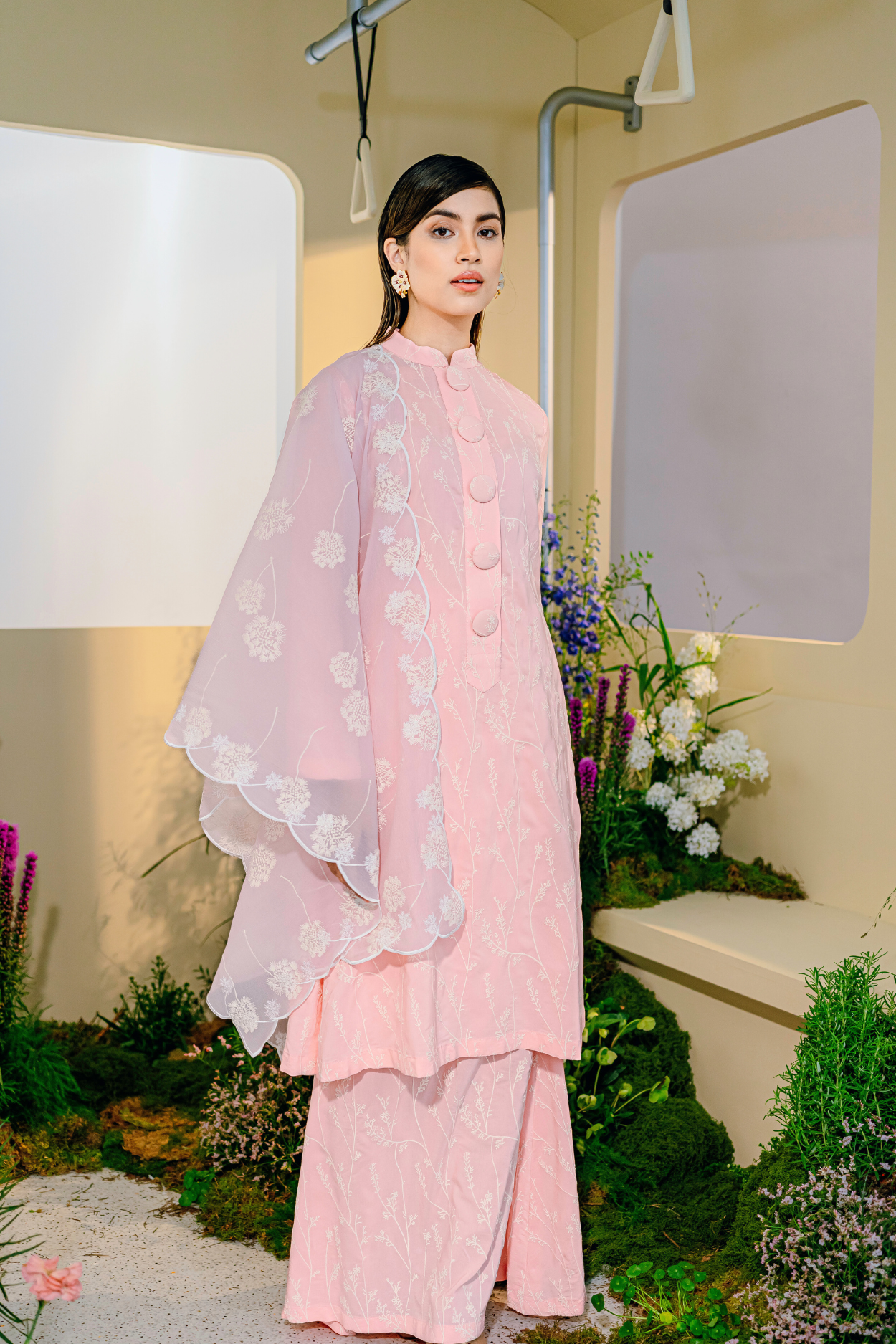 Bayu Long Modern Kurung Summeraya 2025 in Pink