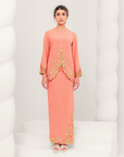Murni Modern Kurung Summeraya in Salmon Orange
