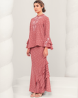 Sentosa Modern Kurung Summeraya in Terracotta Pink