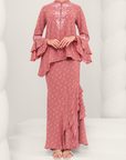 Sentosa Modern Kurung Summeraya in Terracotta Pink
