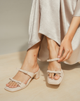 Lyra Block Heels in Ivory