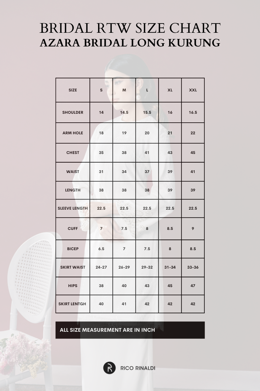 Azara Bridal Long Kurung in Off White