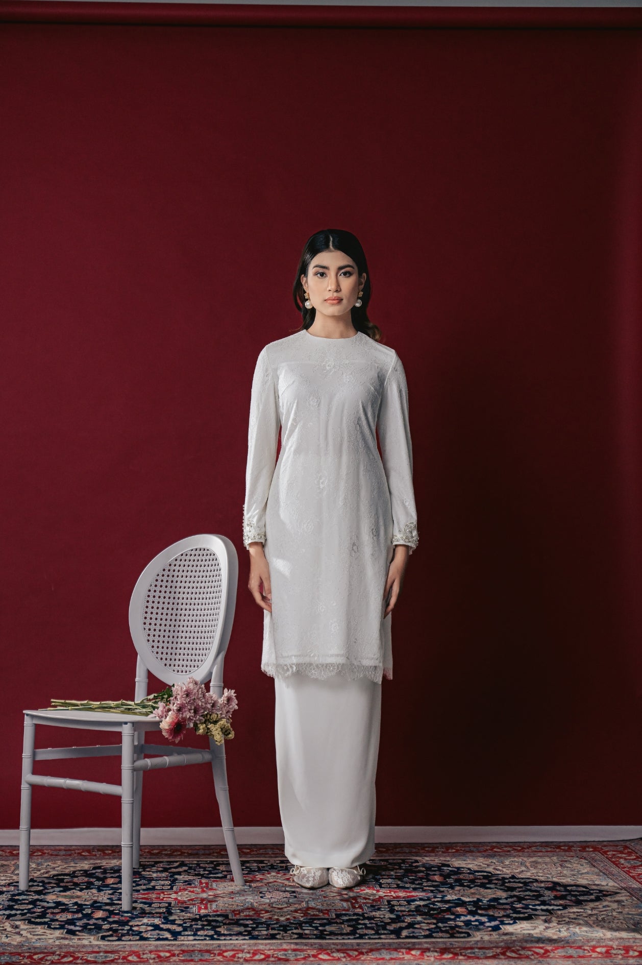 Azara Bridal Long Kurung in Off White