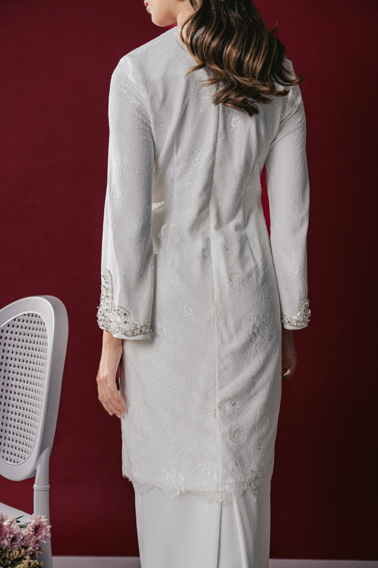Azara Bridal Long Kurung in Off White