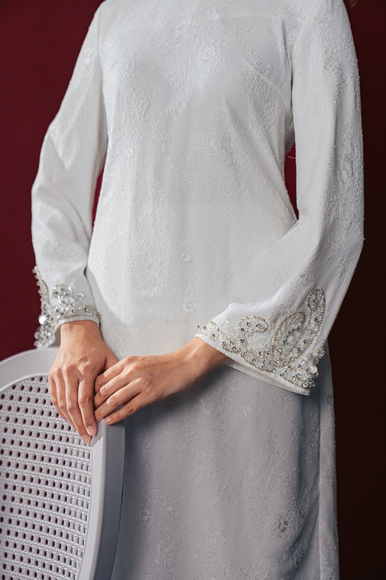 Azara Bridal Long Kurung in Off White