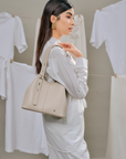 Norri structured shoulder bag in Beige for everyday wear