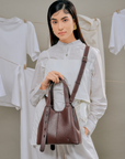 Norri Convertible Shoulder Bag by Rico Rinaldi in Dark Coco