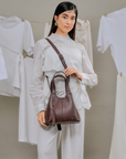 Norri convertible crossbody bag with adjustable strap in Dark Coco