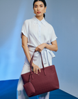 Jiro Tote Bag in Dark Maroon