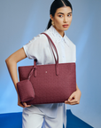 Jiro Tote Bag in Dark Maroon