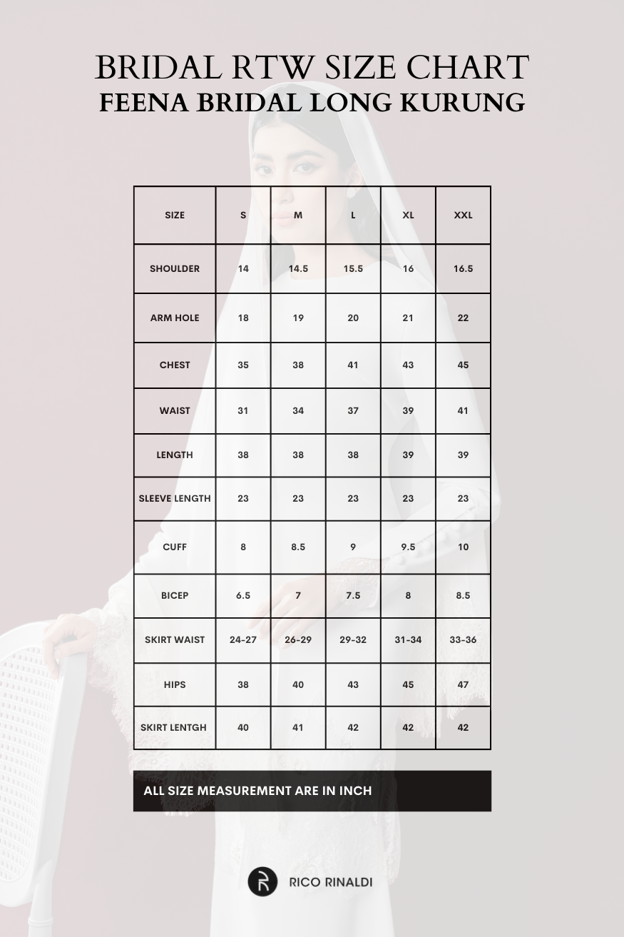 Feena Bridal Long Kurung in Off White