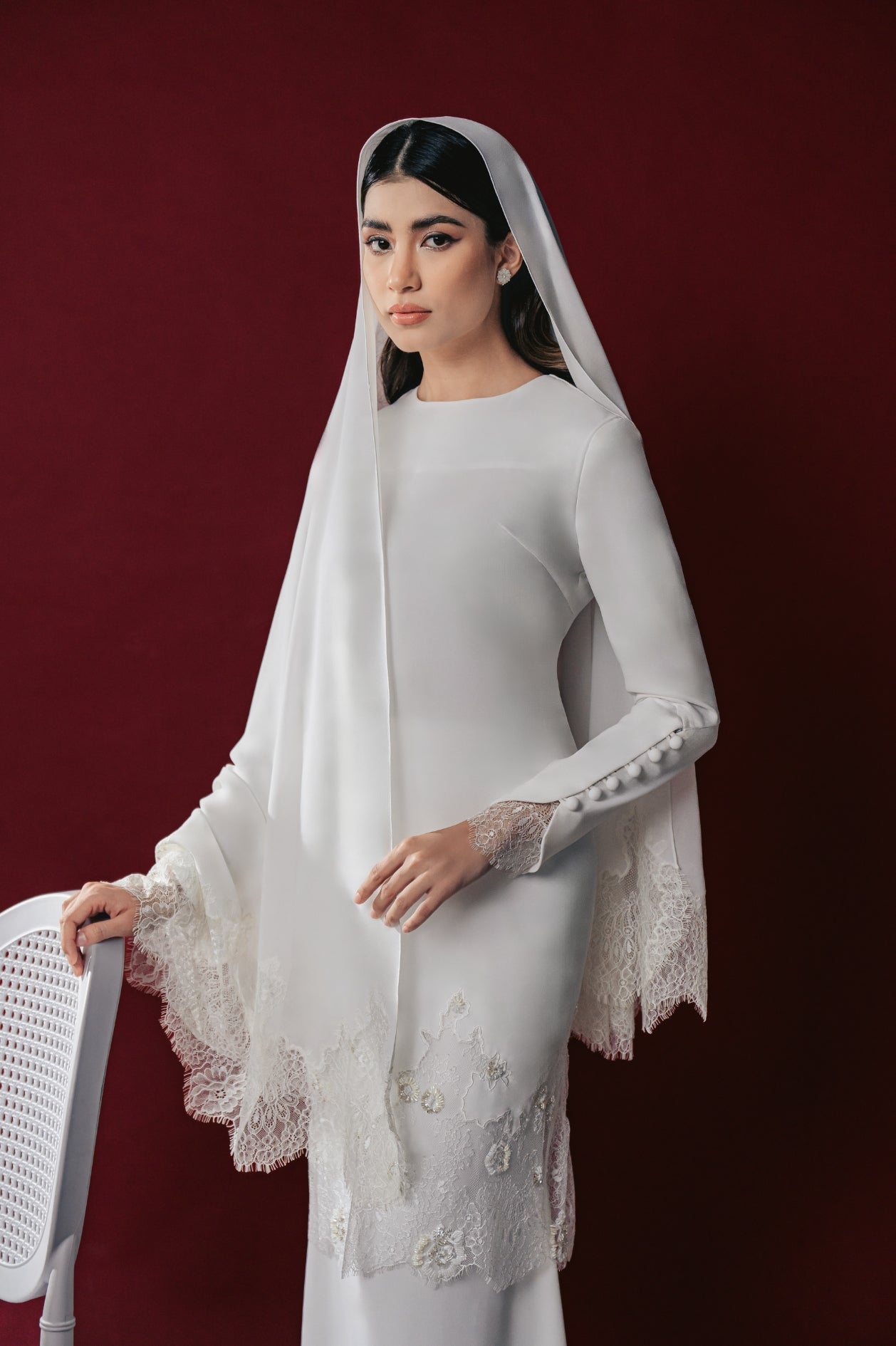 Feena Bridal Long Kurung in Off White