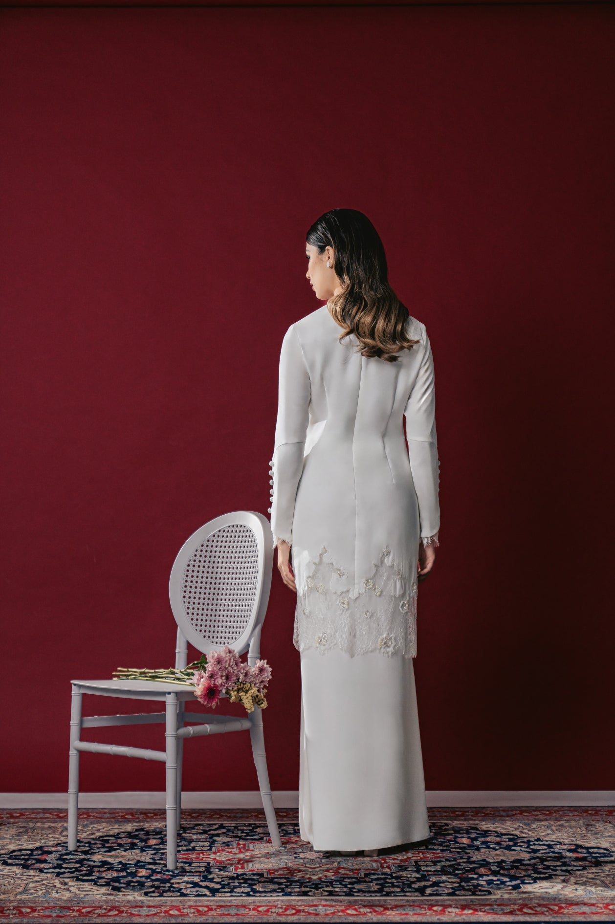 Feena Bridal Long Kurung in Off White