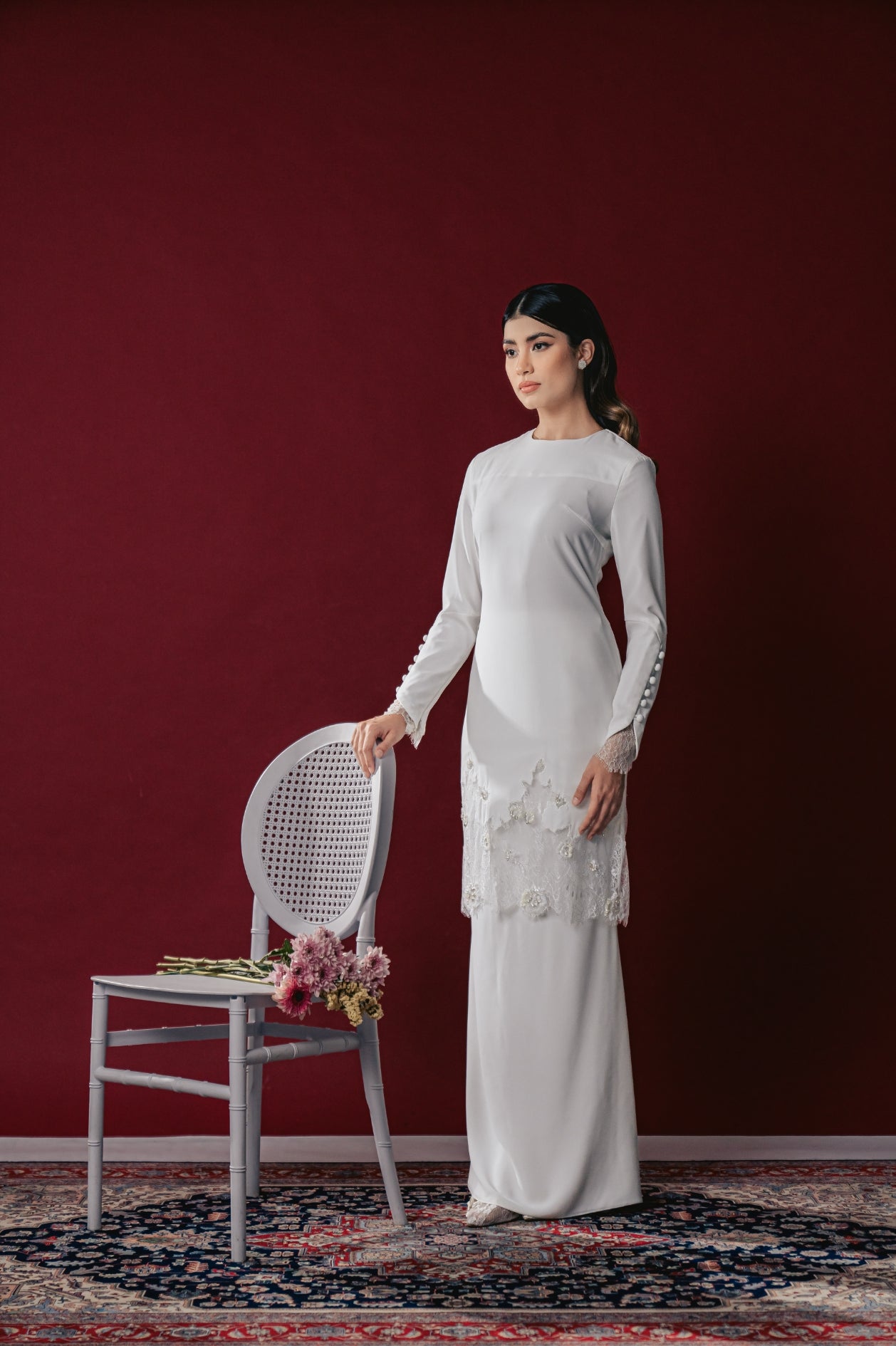 Feena Bridal Long Kurung in Off White