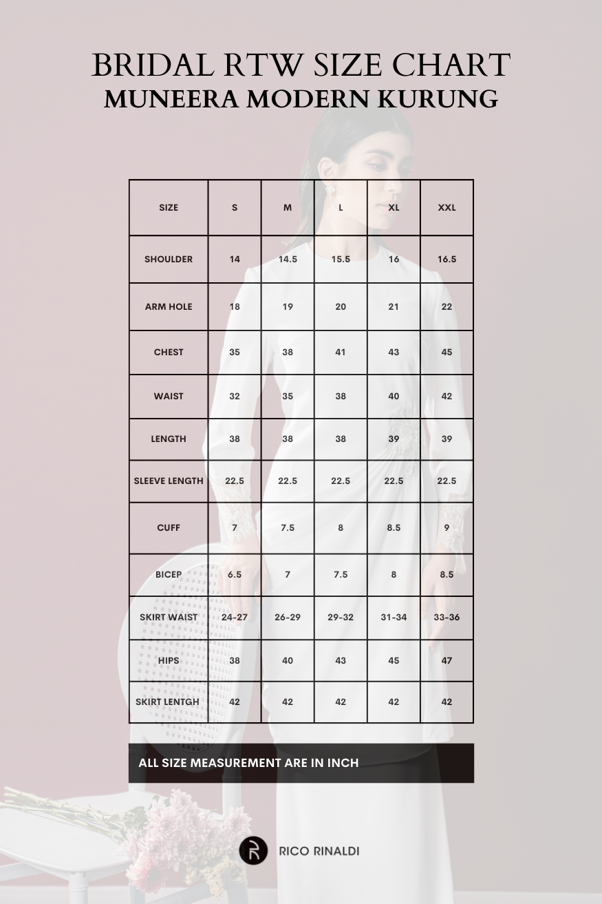 Muneera Bridal Modern Kurung in Off White