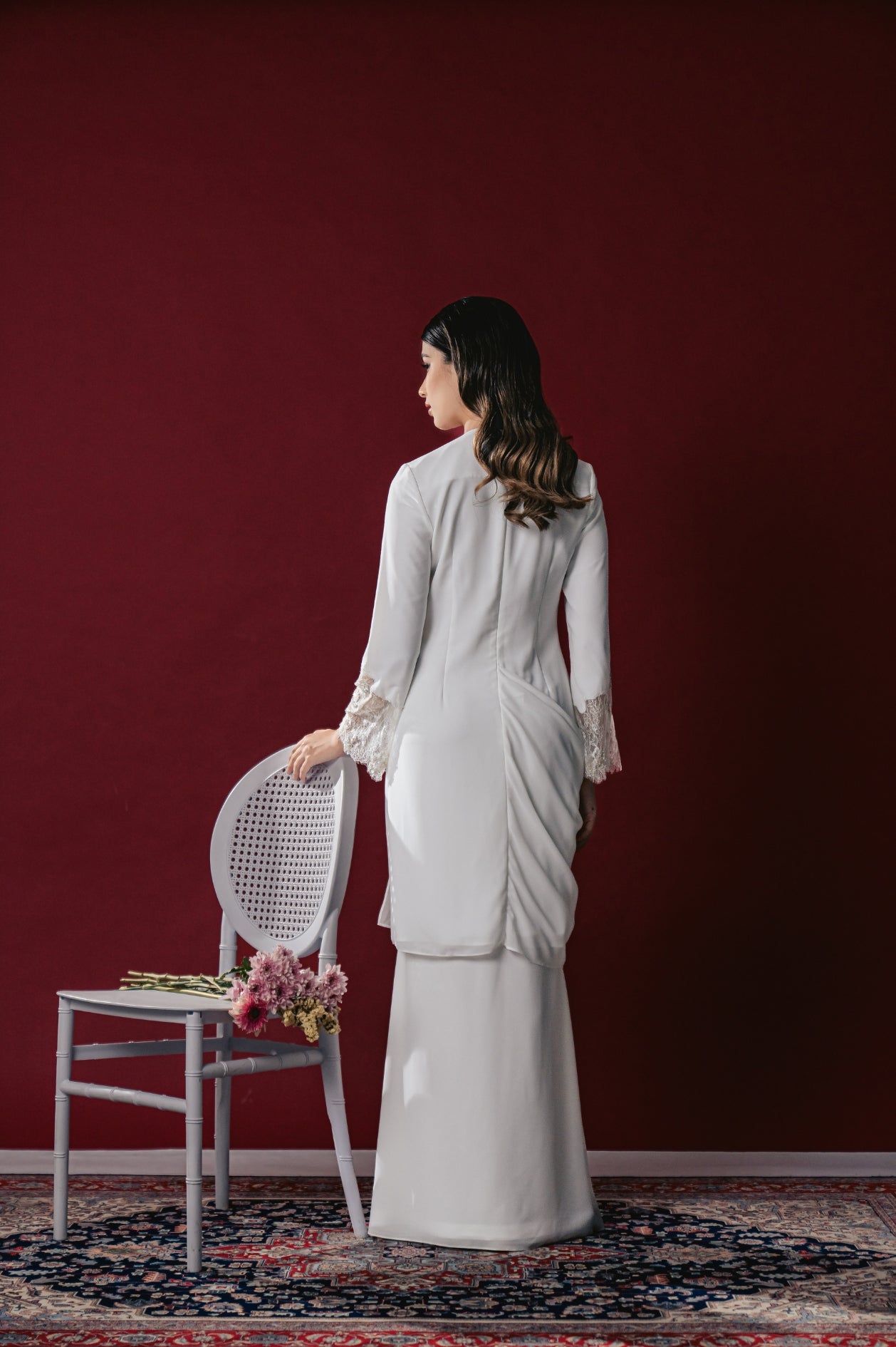 Muneera Bridal Modern Kurung in Off White