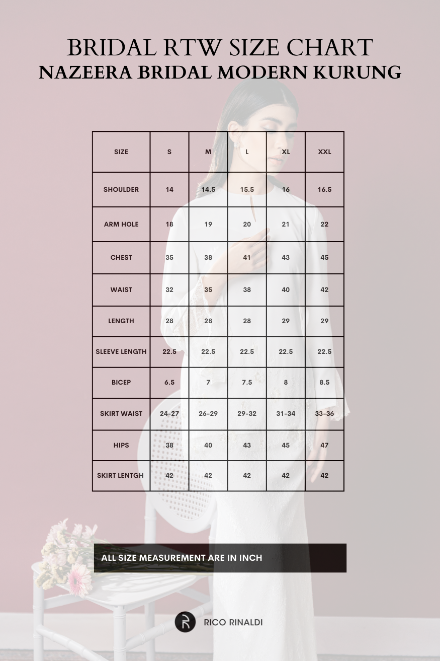 Nazeera Bridal Modern Kurung in Off White