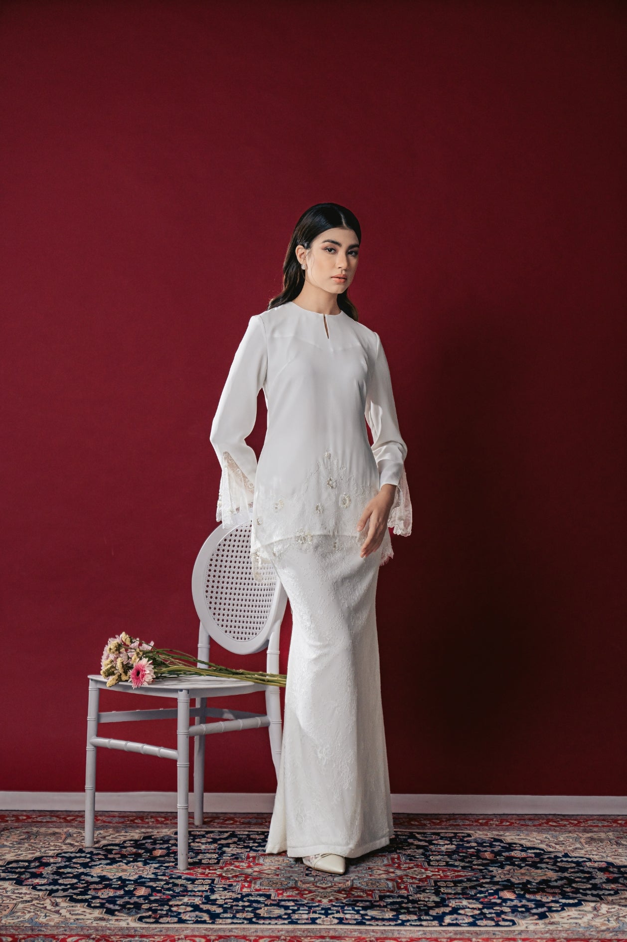 Nazeera Bridal Modern Kurung in Off White