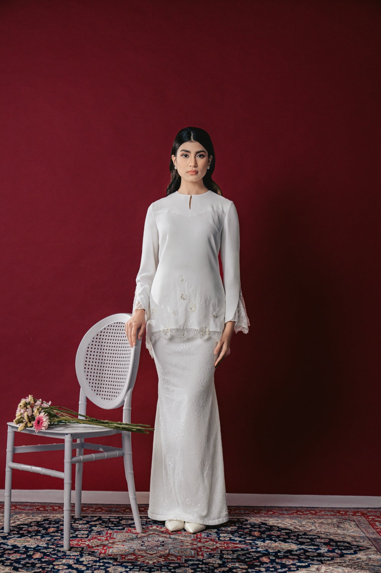 Nazeera Bridal Modern Kurung in Off White