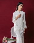 Nazeera Bridal Modern Kurung in Off White