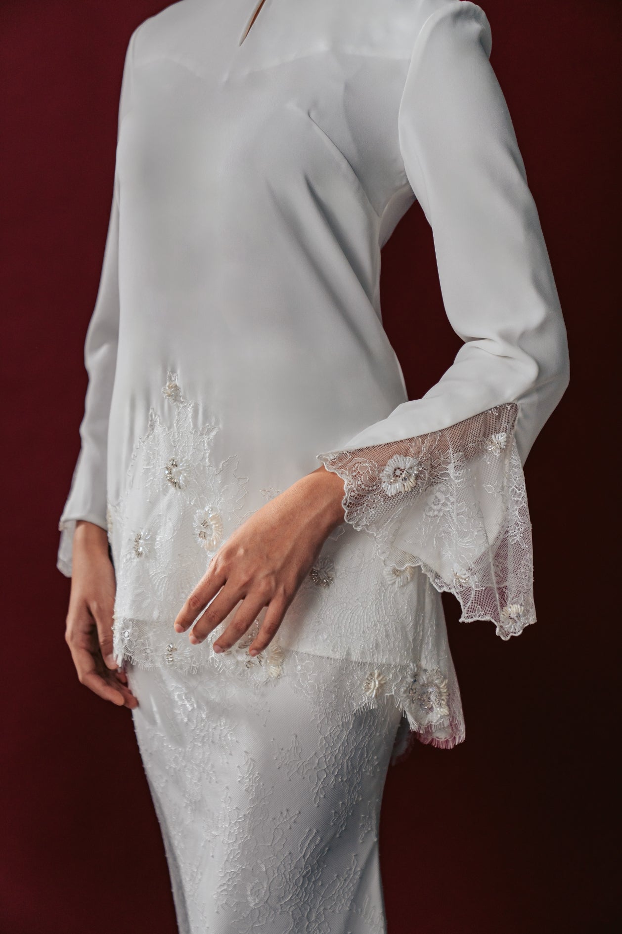 Nazeera Bridal Modern Kurung in Off White