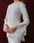 Nazeera Bridal Modern Kurung in Off White
