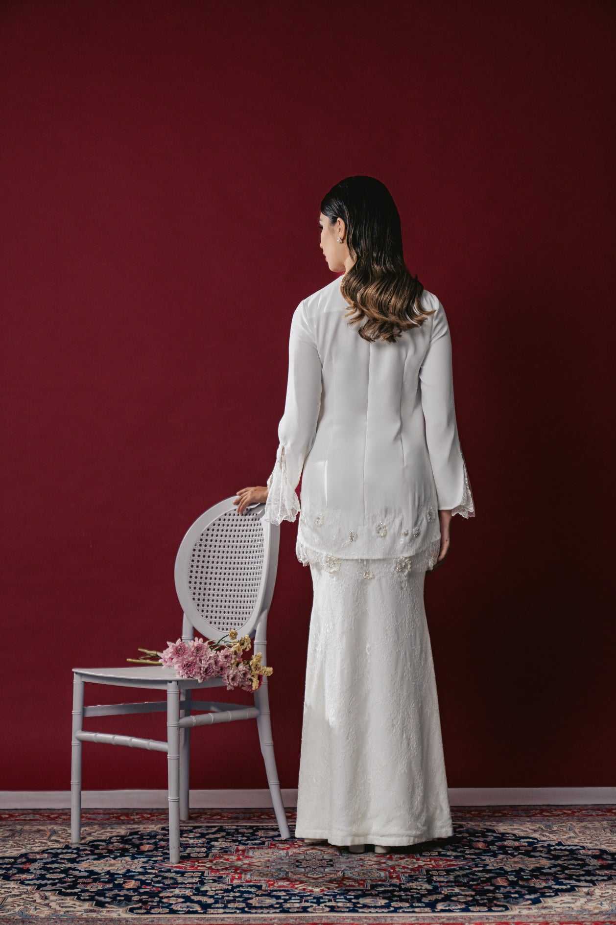 Nazeera Bridal Modern Kurung in Off White
