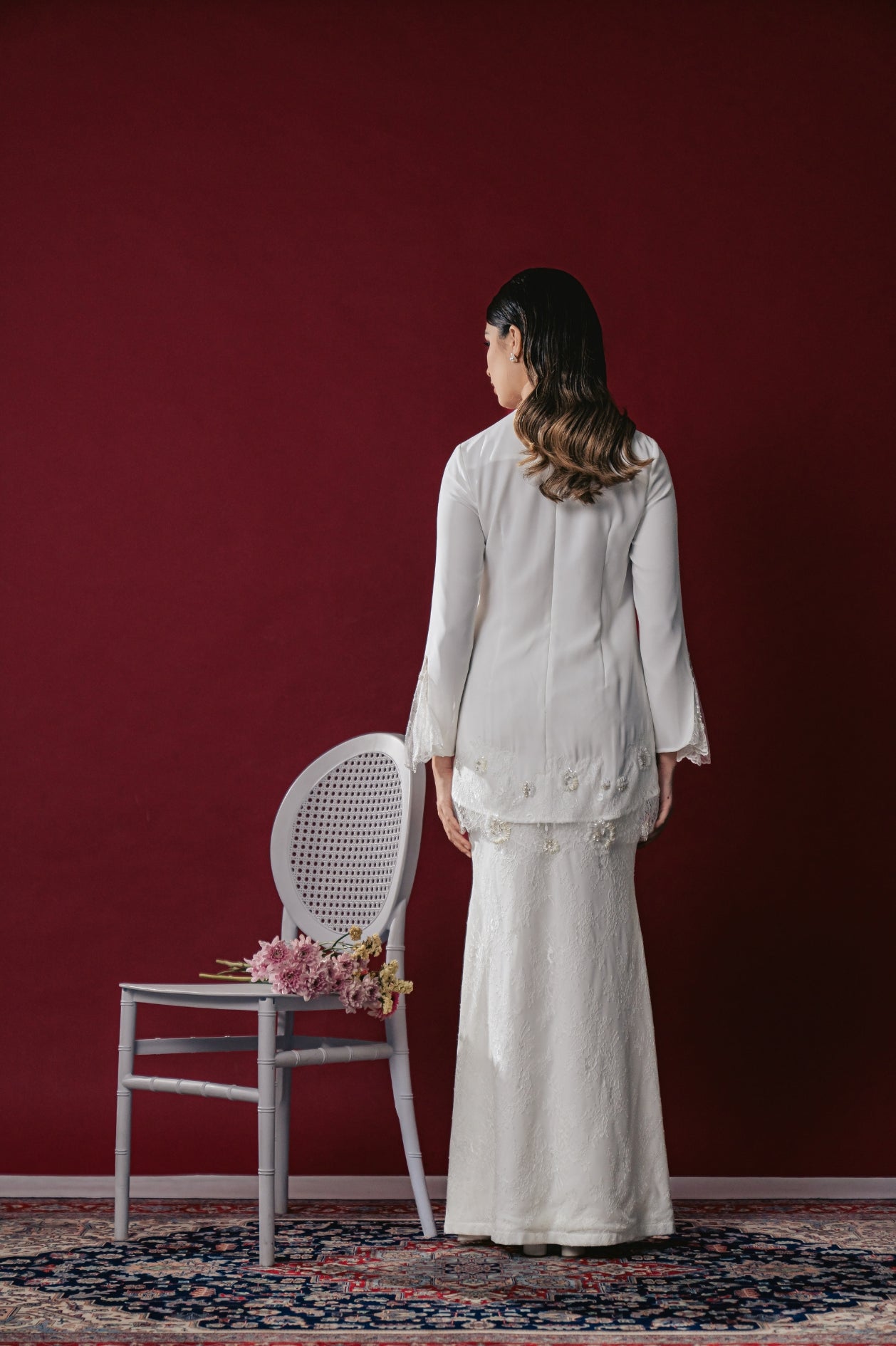Nazeera Bridal Modern Kurung in Off White