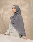 Rivora Embossed Shawl in Stone Gray