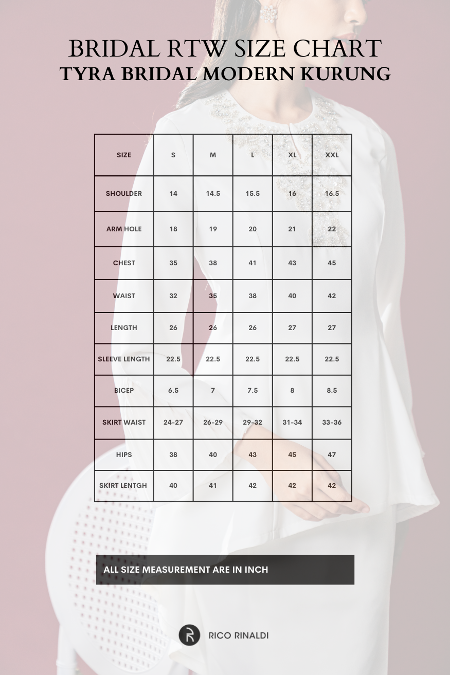 Tyra Bridal Modern Kurung in Off White