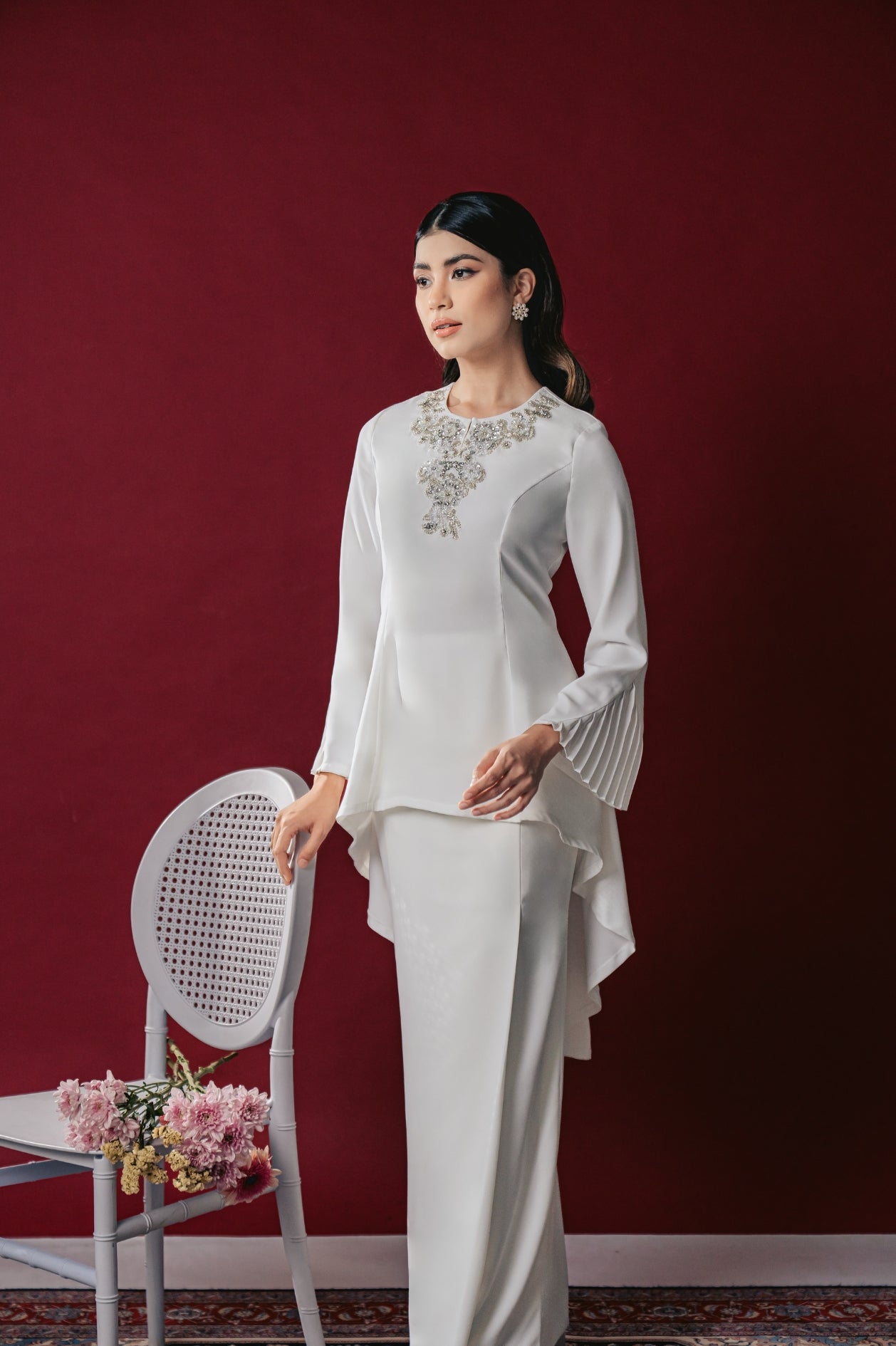 Tyra Bridal Modern Kurung in Off White
