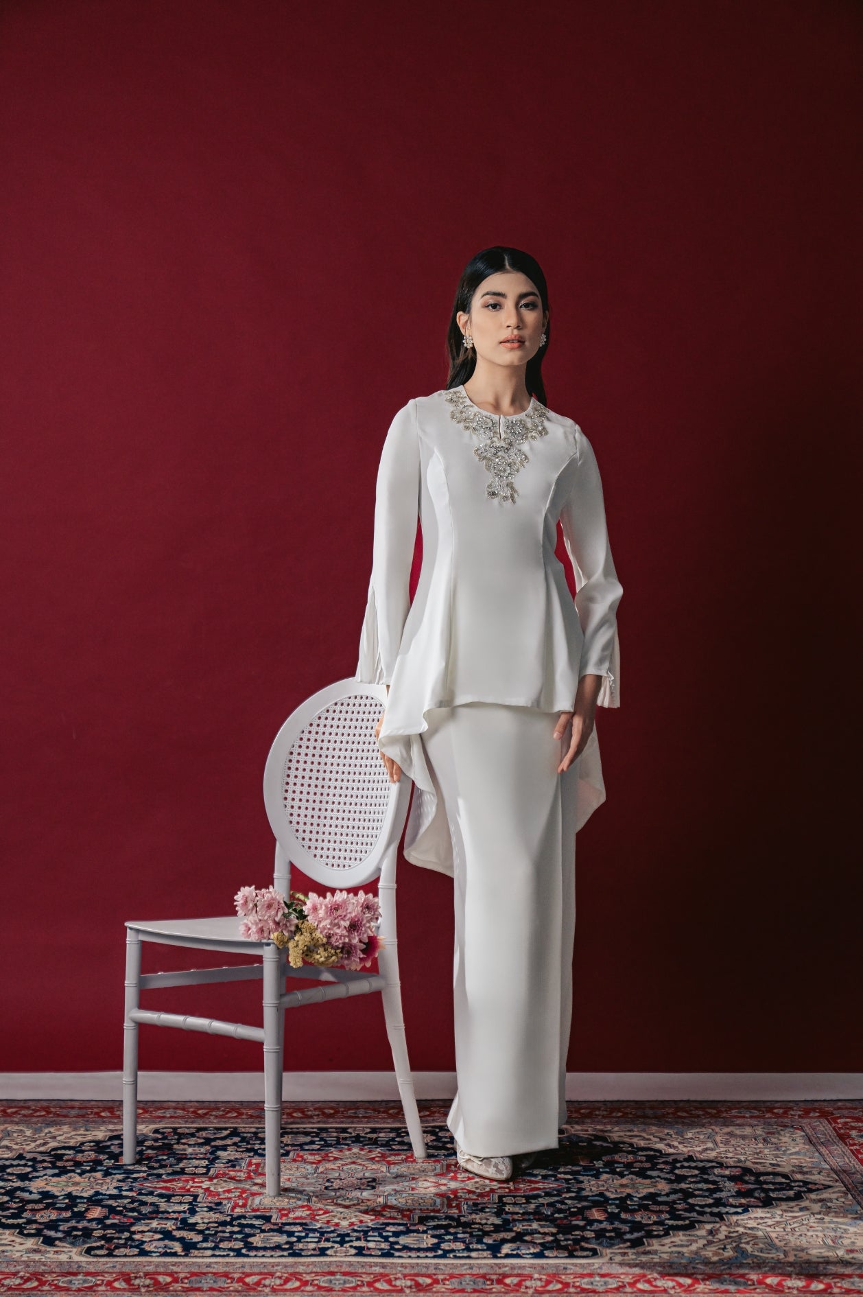 Tyra Bridal Modern Kurung in Off White