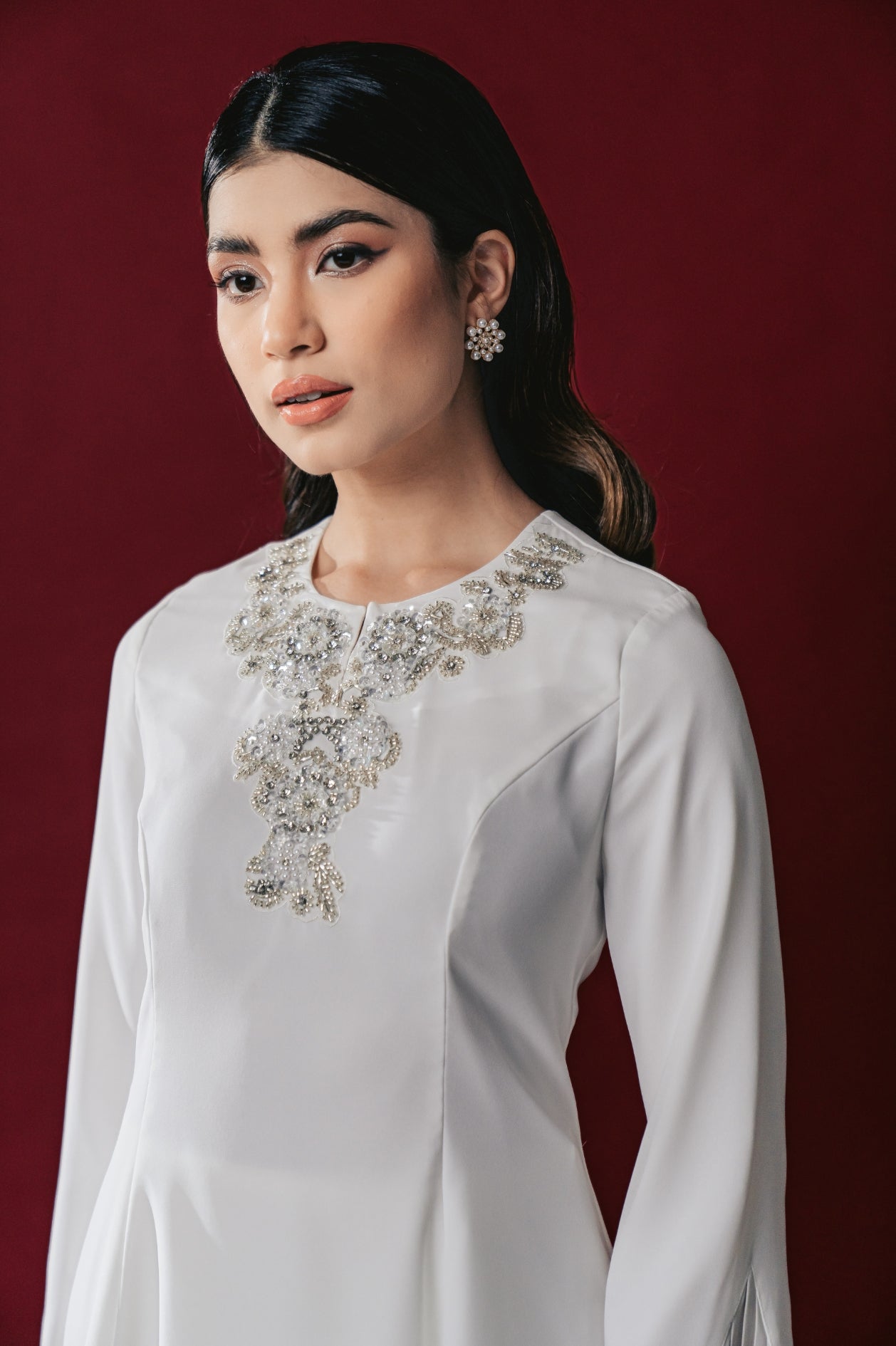 Tyra Bridal Modern Kurung in Off White