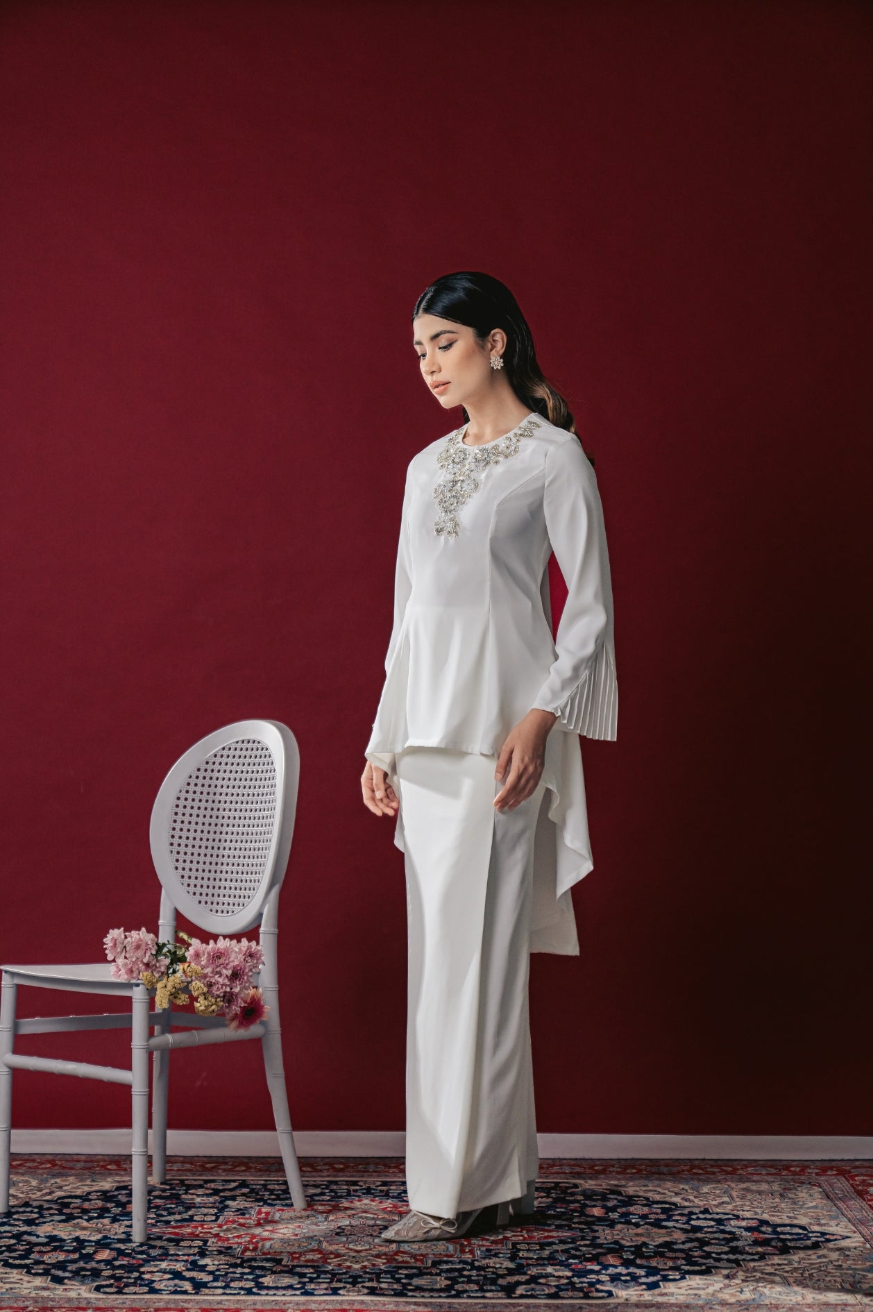 Tyra Bridal Modern Kurung in Off White