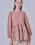 Daisy Tier Top In Dusty Brown