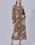 Cassy Long Top Printed In Olive Brown
