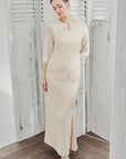 Dahlia Beaded Lace Modern Kurung in Champagne