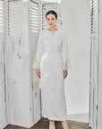 Janna Long Modern Kurung in Off White