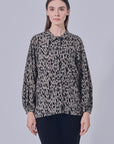 Lesti Printed Collar Blouse in Grey