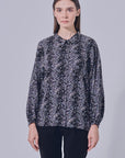 Dini Printed Collar Blouse in Black