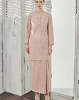 Azalea Lace Long Modern Kurung in Rose Gold