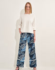 Rico Rinaldi Resort 2020 Palazzo Printed in Navy Blue
